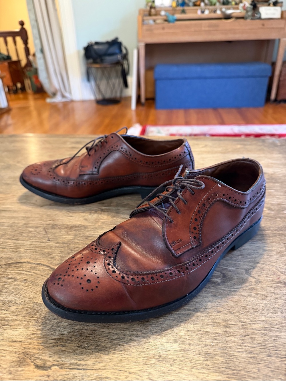 Vintage FootJoy Men’s 8.5 D Brown Leather Wingtip Golf Shoes Made USA Brogue